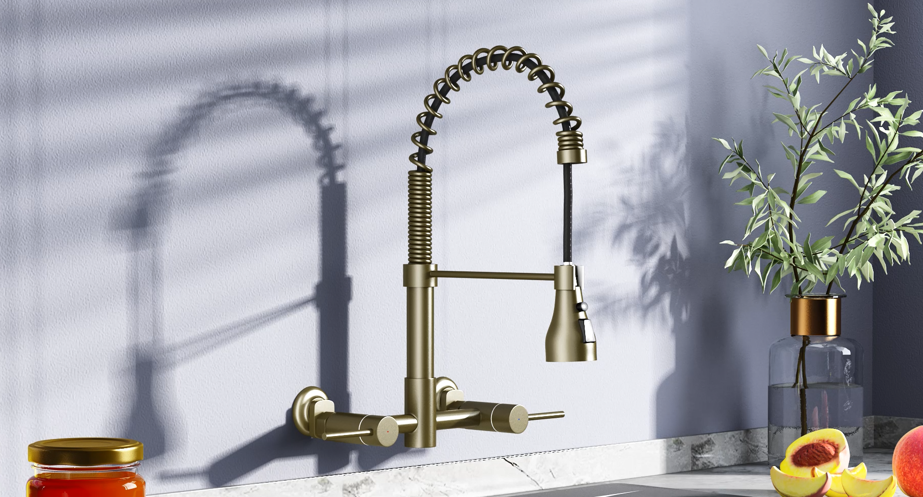 FELIXBATH Wall Mount Kitchen Faucet, 8 Inch Center Wall Mount